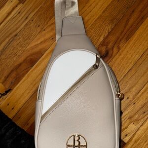Badgley Mischka Cream and White SlingBag